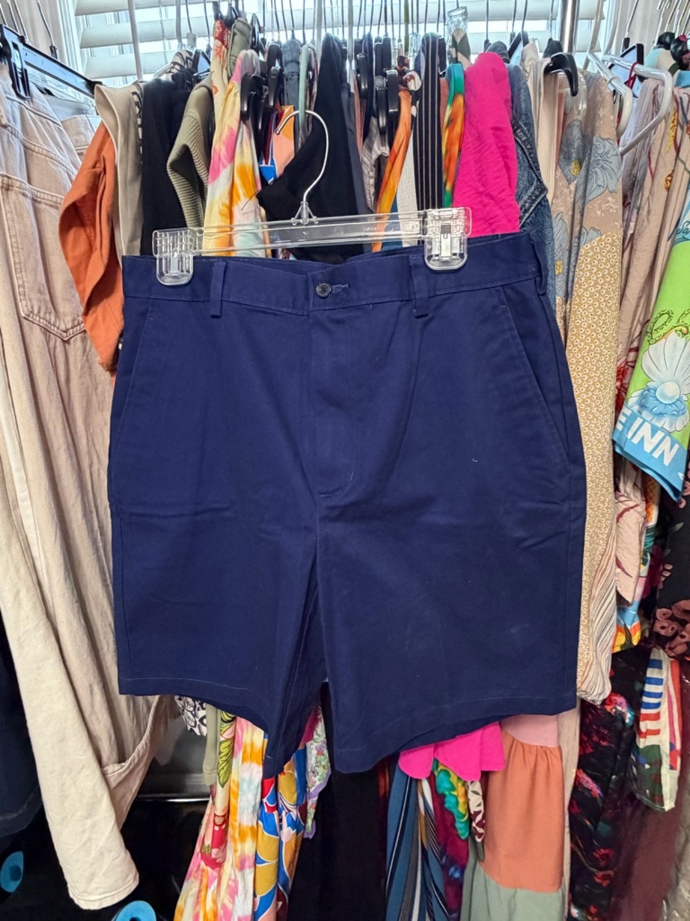 Jos. A. Bank Navy Flat-Front Cotton Shorts - stay cool
